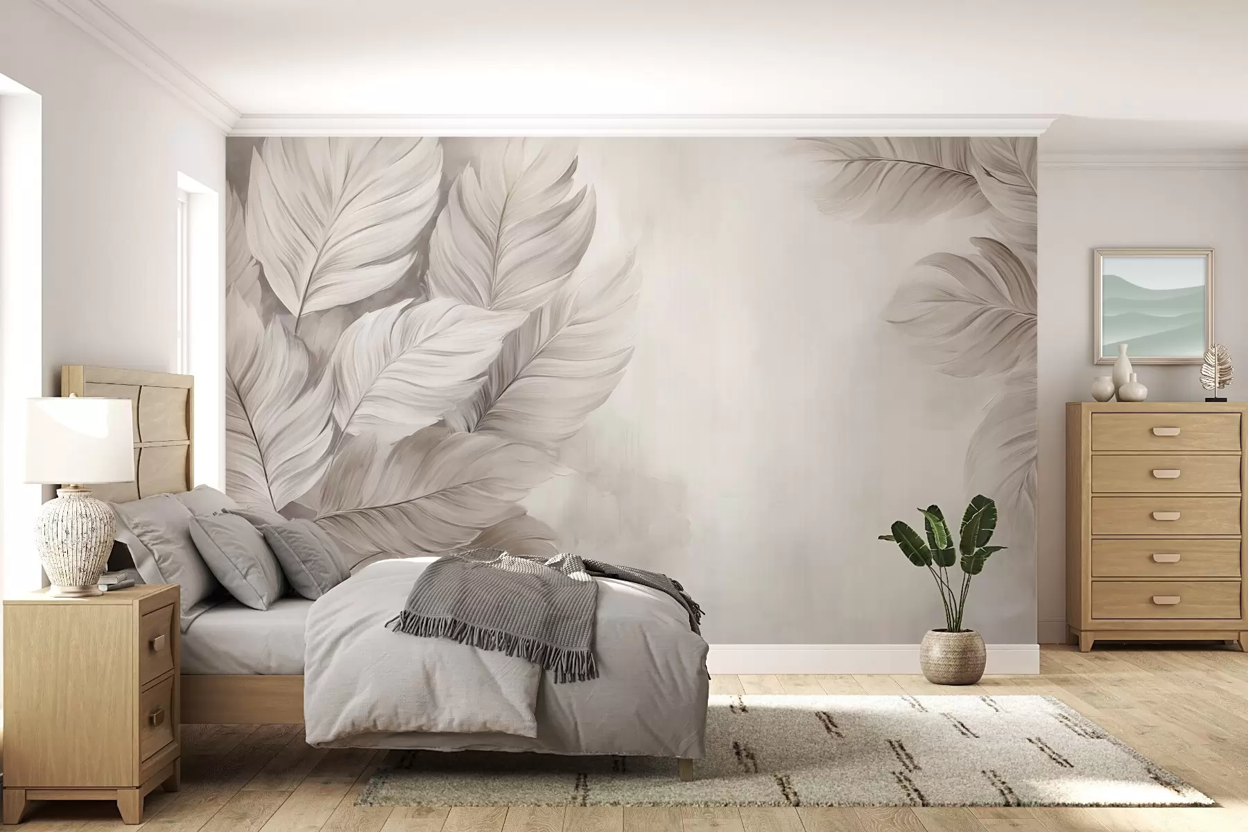 wall murals Pastel leaves w09175