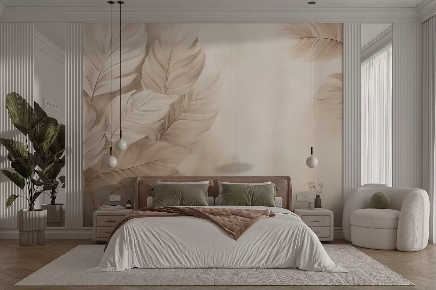 murales Hojas pastel w09175v2