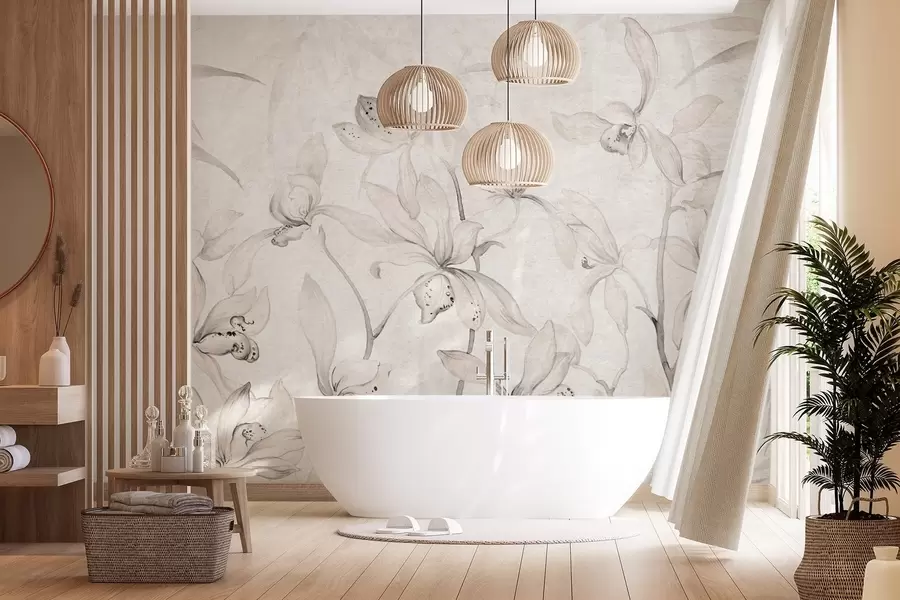 wall murals Wild orchids, shades of beige w03933v1