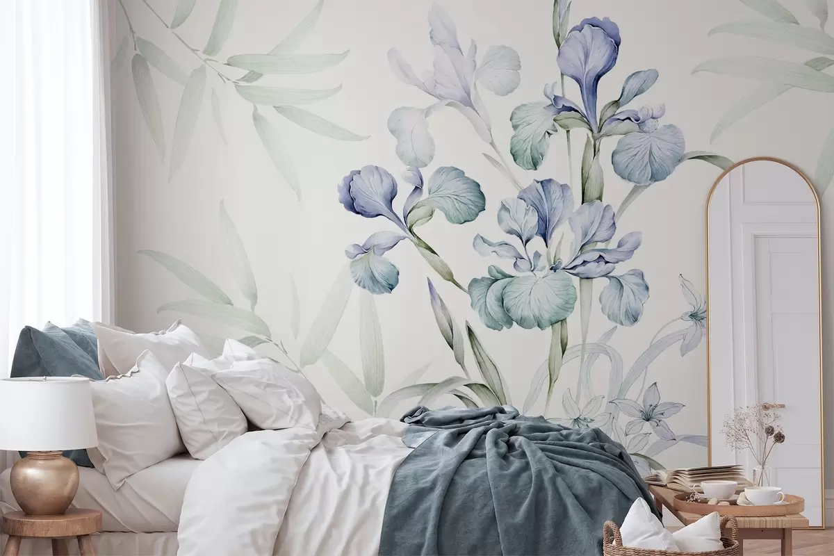 Wall Mural Photo Wallpaper Delicate irises imitation of watercolor w03955