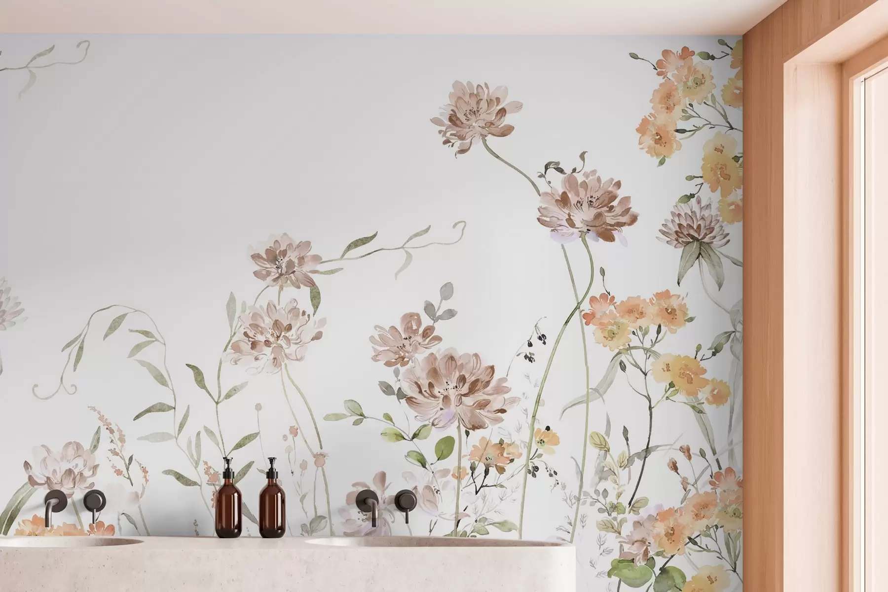 peintures murales Fleurs sauvages imitation aquarelle w03957v1
