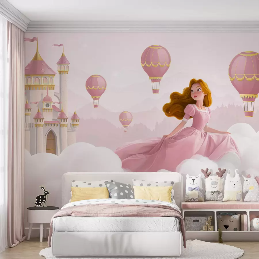 Wall Mural Photo Wallpaper Princess among the clouds on the background of the landscape with the castle w04015v1