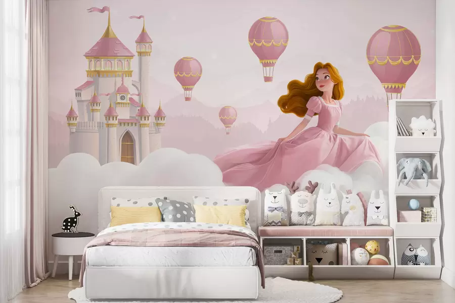 Wall Mural Photo Wallpaper Princess among the clouds on the background of the landscape with the castle w04015v1