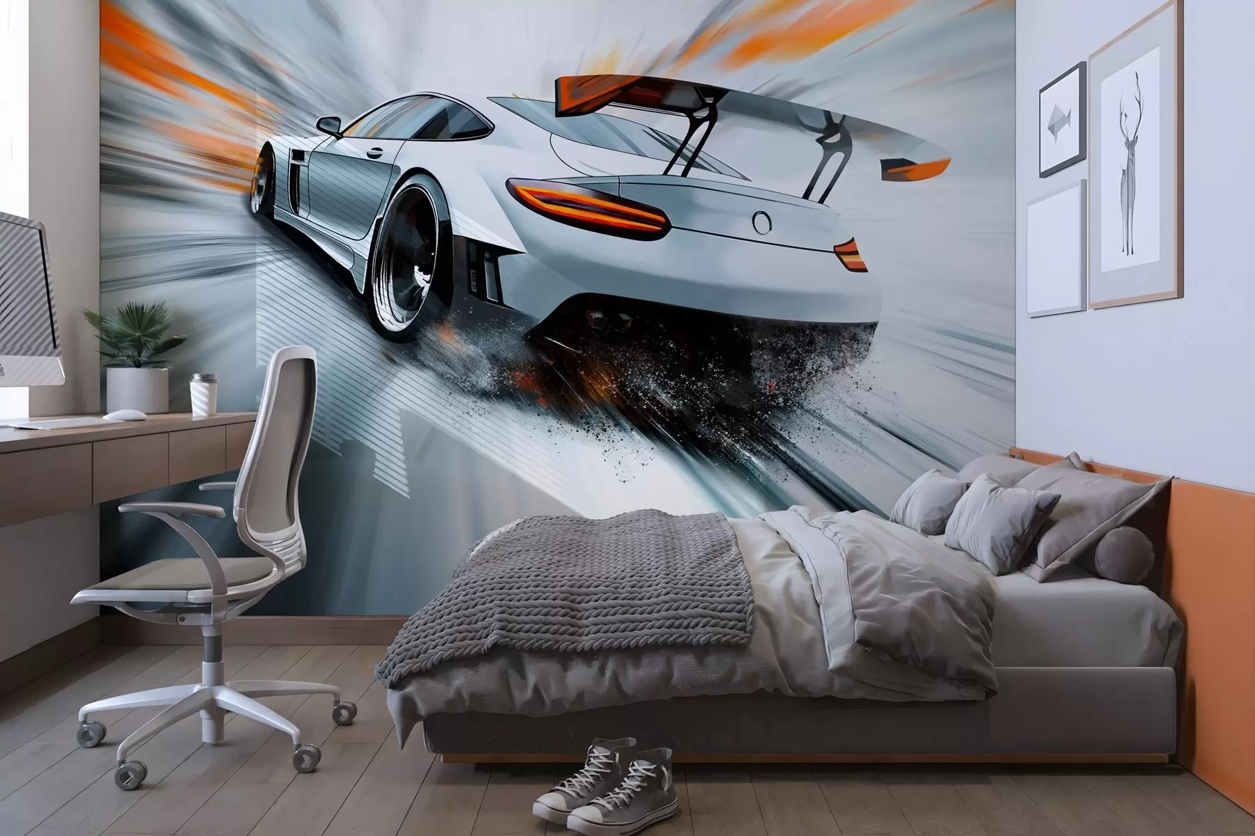 Wall Mural Photo Wallpaper a dynamic sports car that rushes through space w04074