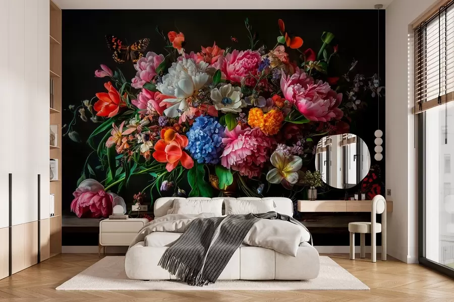 Wall Mural Photo Wallpaper 
bouquet in the style of Dutch oil painting of the XVII century with a luxurious floral composition. w04078