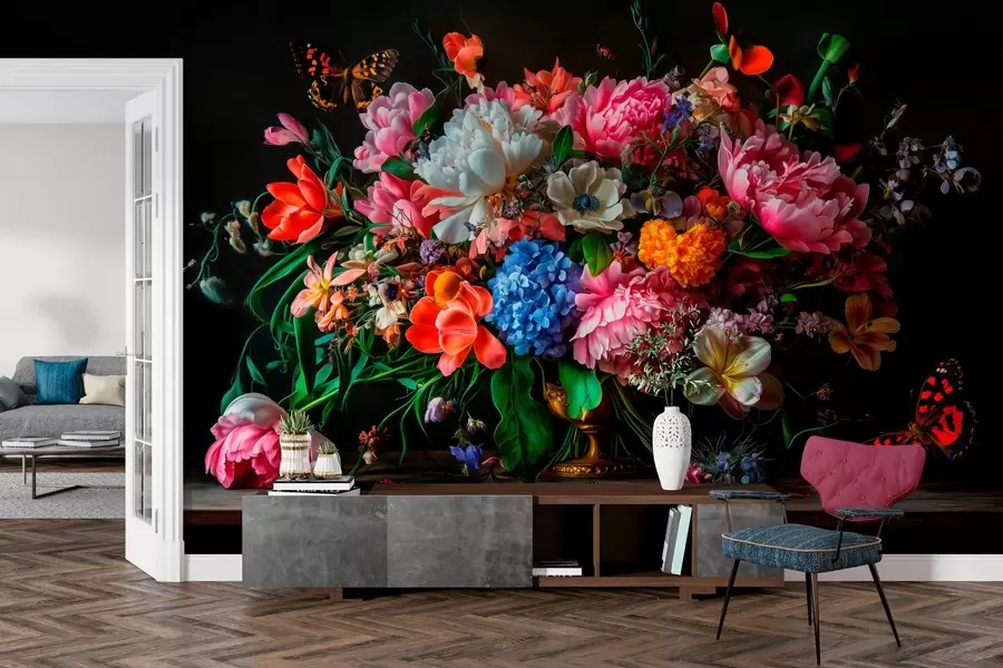 Wall Mural Photo Wallpaper 
bouquet in the style of Dutch oil painting of the XVII century with a luxurious floral composition. w04078
