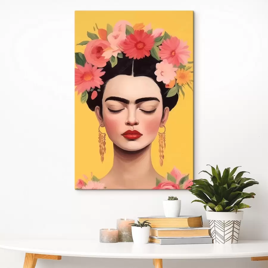 murales Retrato femenino con flores en el pelo s44680