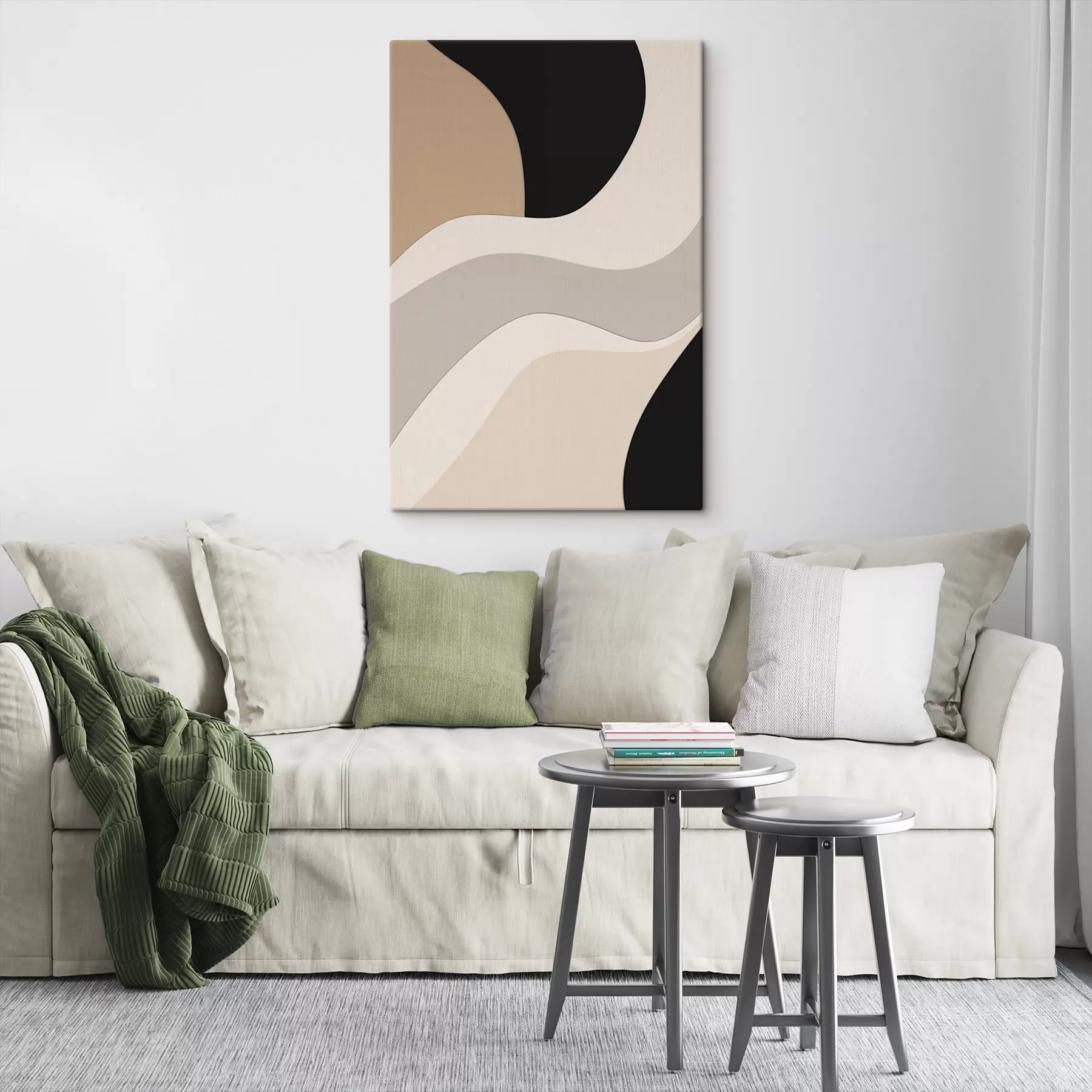 murales Ondas abstractas en beige y negro s44688