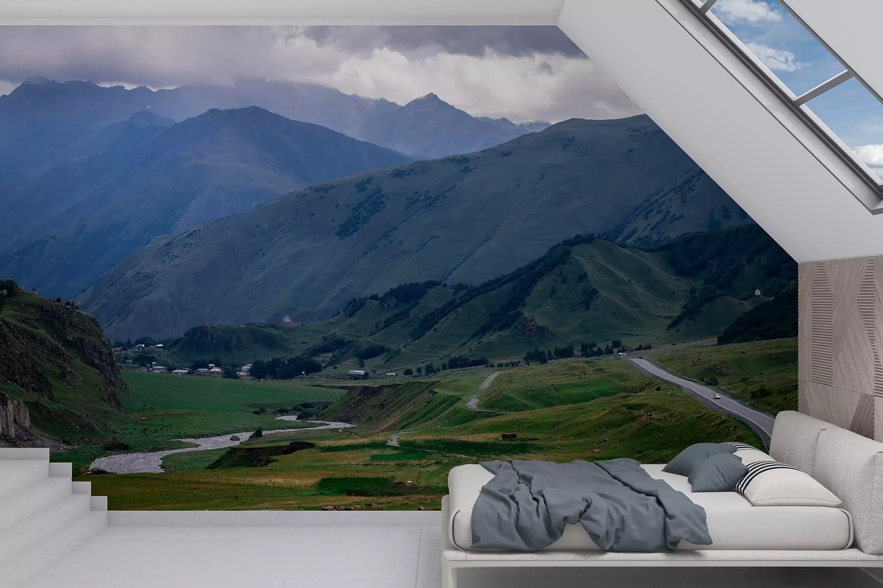 murales Georgia paisajes, montañas, viaje por carretera, realismo w04097