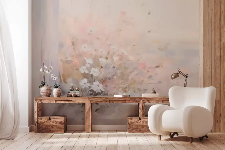 wall murals Bouquet of flowers by the window imitation of painting w04101