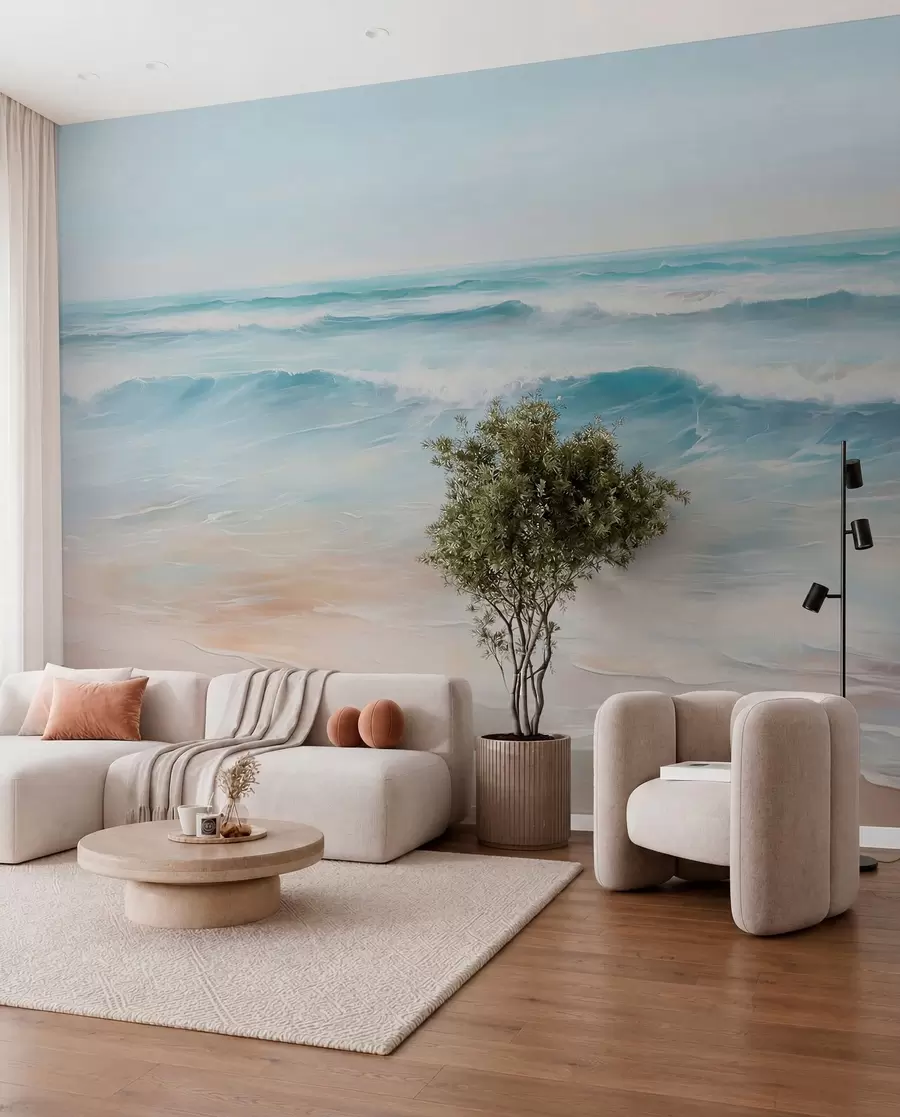 Wall Mural Photo Wallpaper Seascape imitation painting w04103