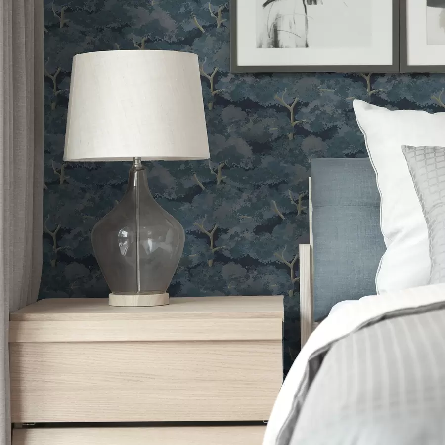 murales Estampado de árboles beige y arena en estilo pastel a00170v1