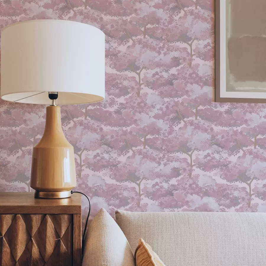 murales Paisaje azul profundo con árboles en tonos nocturnos a00170v4