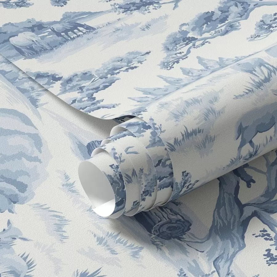 Wall Mural Photo Wallpaper Rural landscape in blue tones with sheep and trees a00178