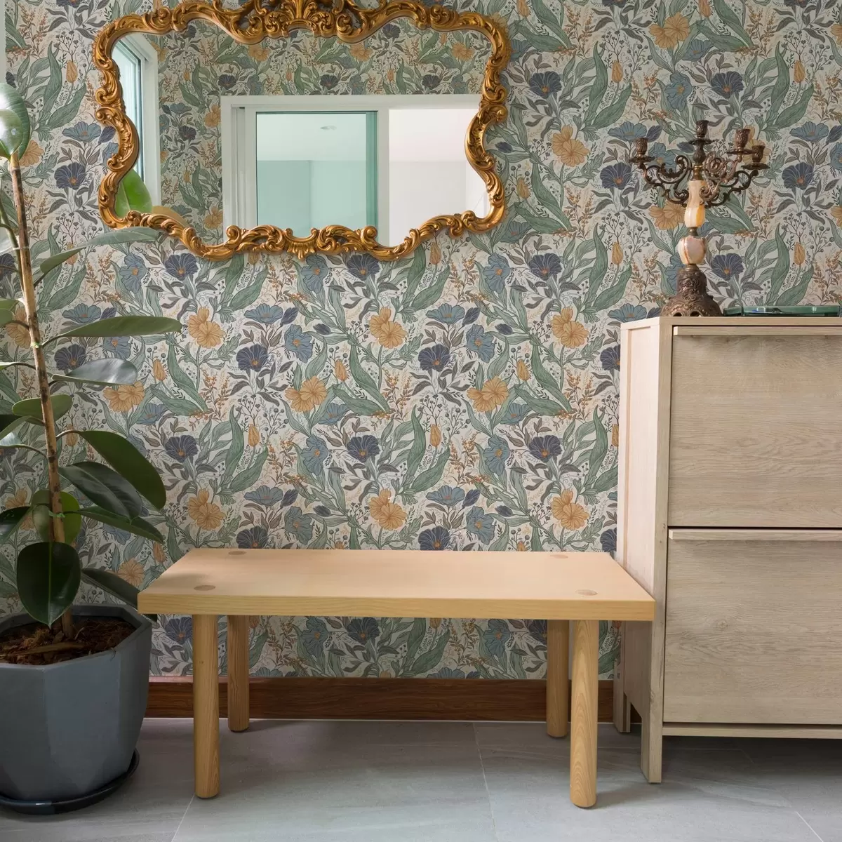 Wallpaper Hand-drawn illustration of meadow flowers in warm colors a00180