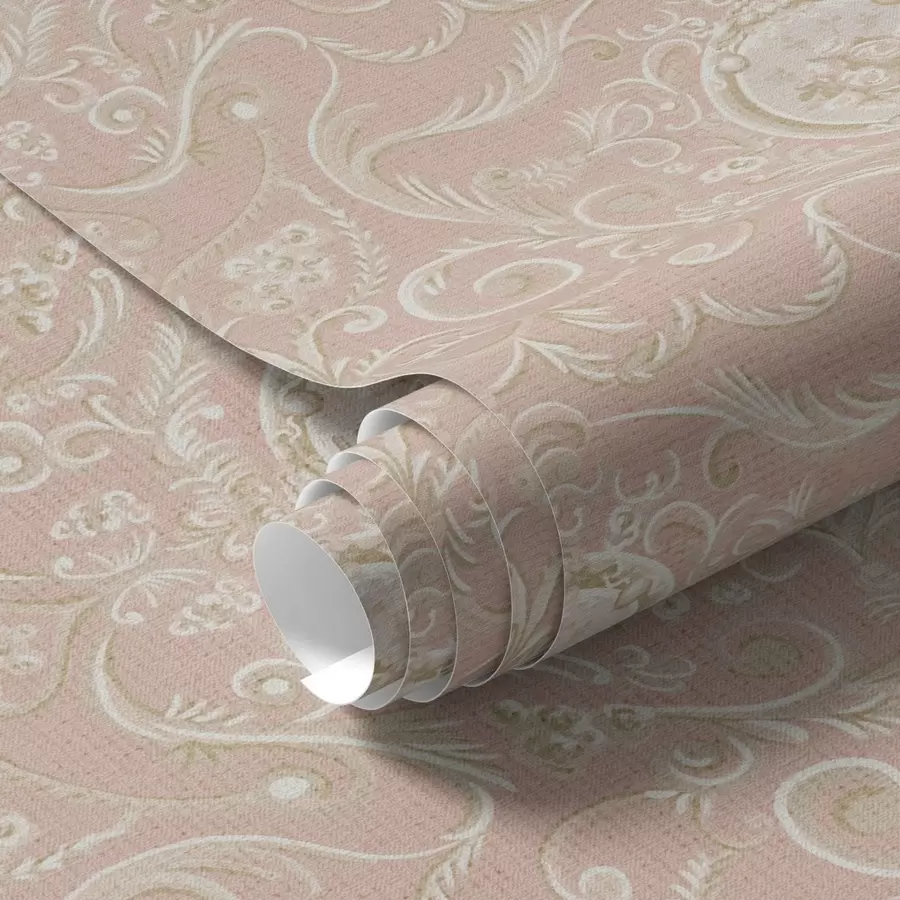 Wall Mural Photo Wallpaper Pink classic pattern with medallions and flowers a00185