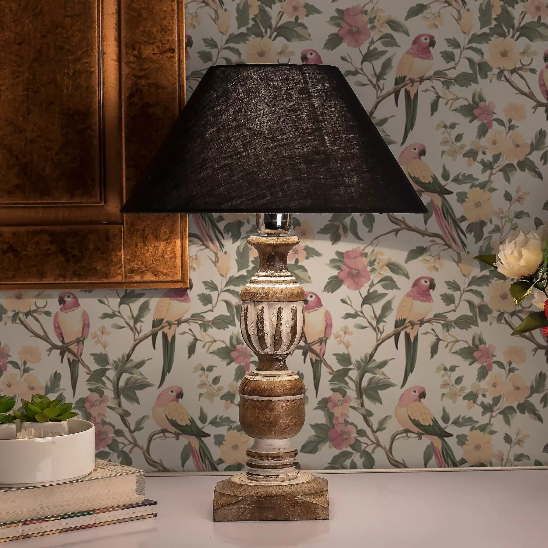 Wall Mural Photo Wallpaper Tropical birds on flowering branches in pastel colors a00199