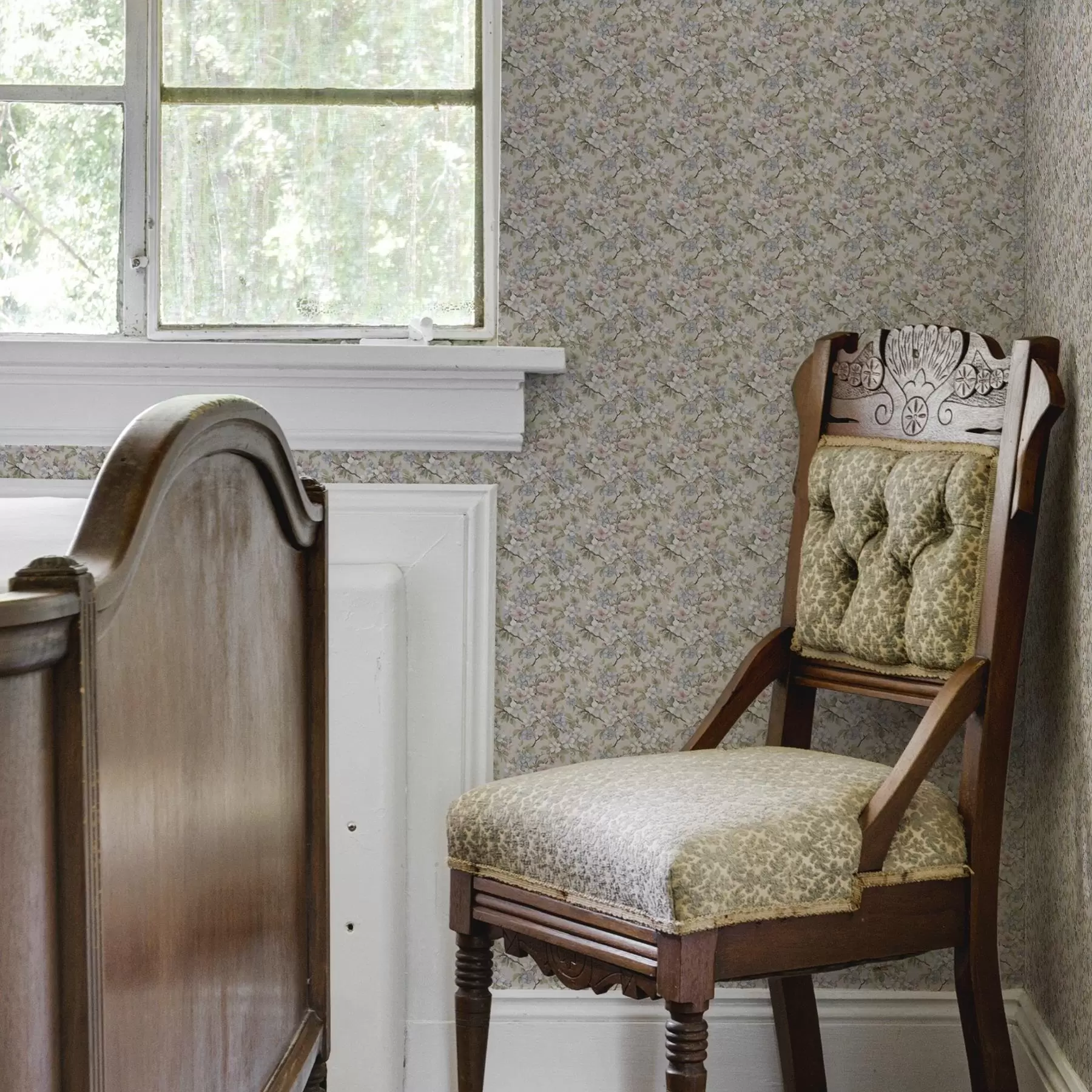 murales Ramo diagonal con flores primaverales en tonos delicados a00204