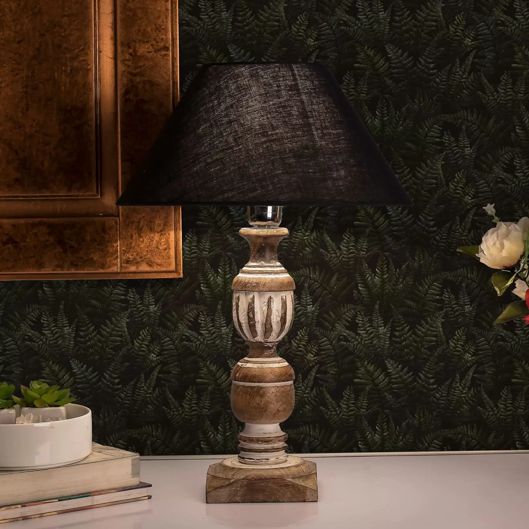 wall murals Dark fern, forest ornament, night colors a00214