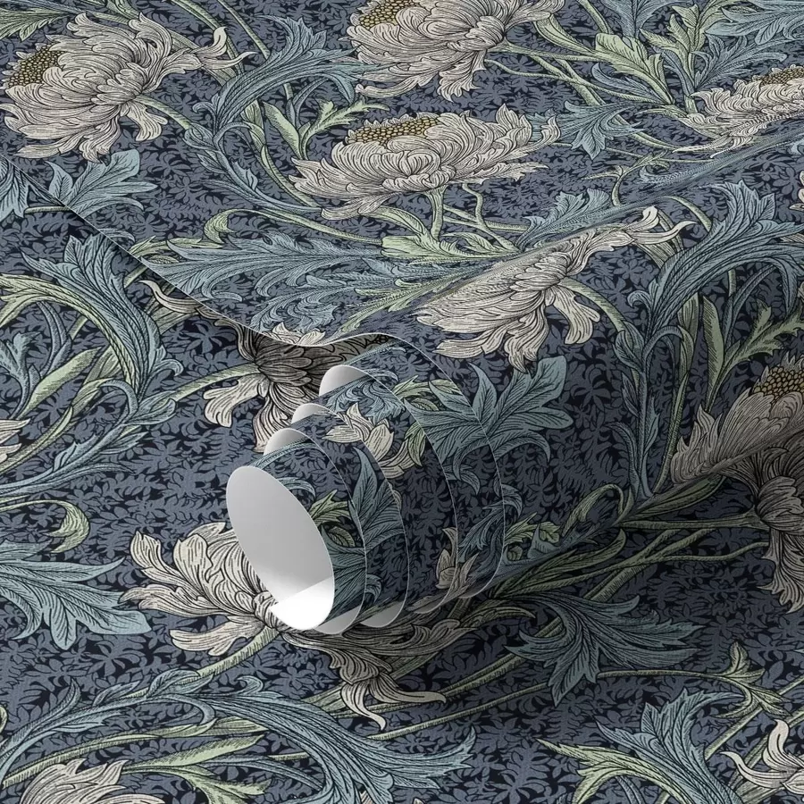 murales Peonías vintage sobre fondo oscuro, estilo floral gótico a00233