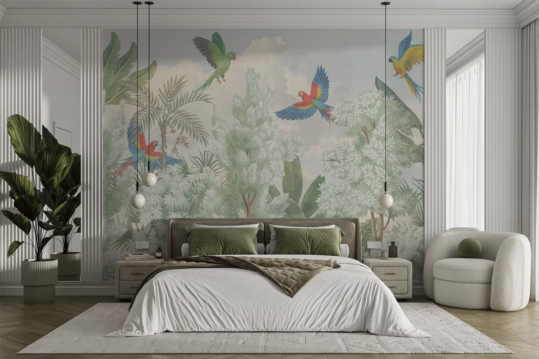 wall murals Parrots in the jungle w04105