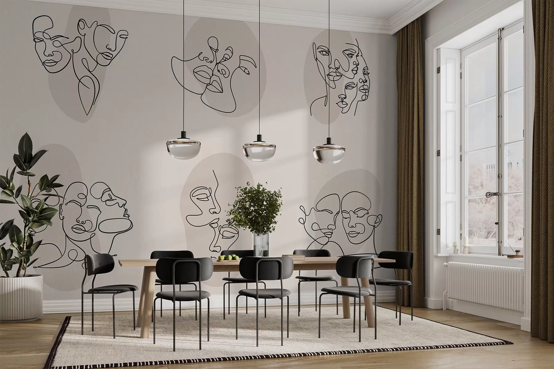 wall murals Abstract faces w04106