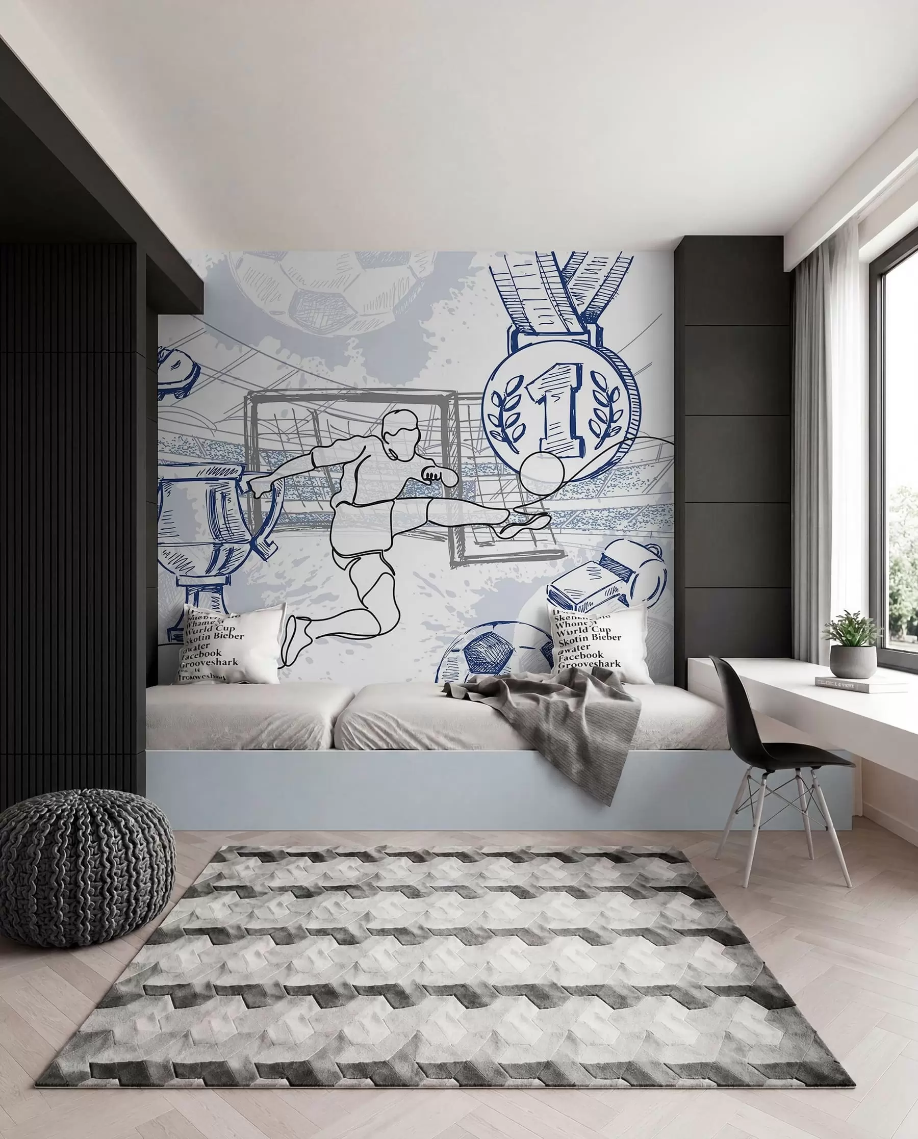 wall murals Football Trophy Sketch w04108