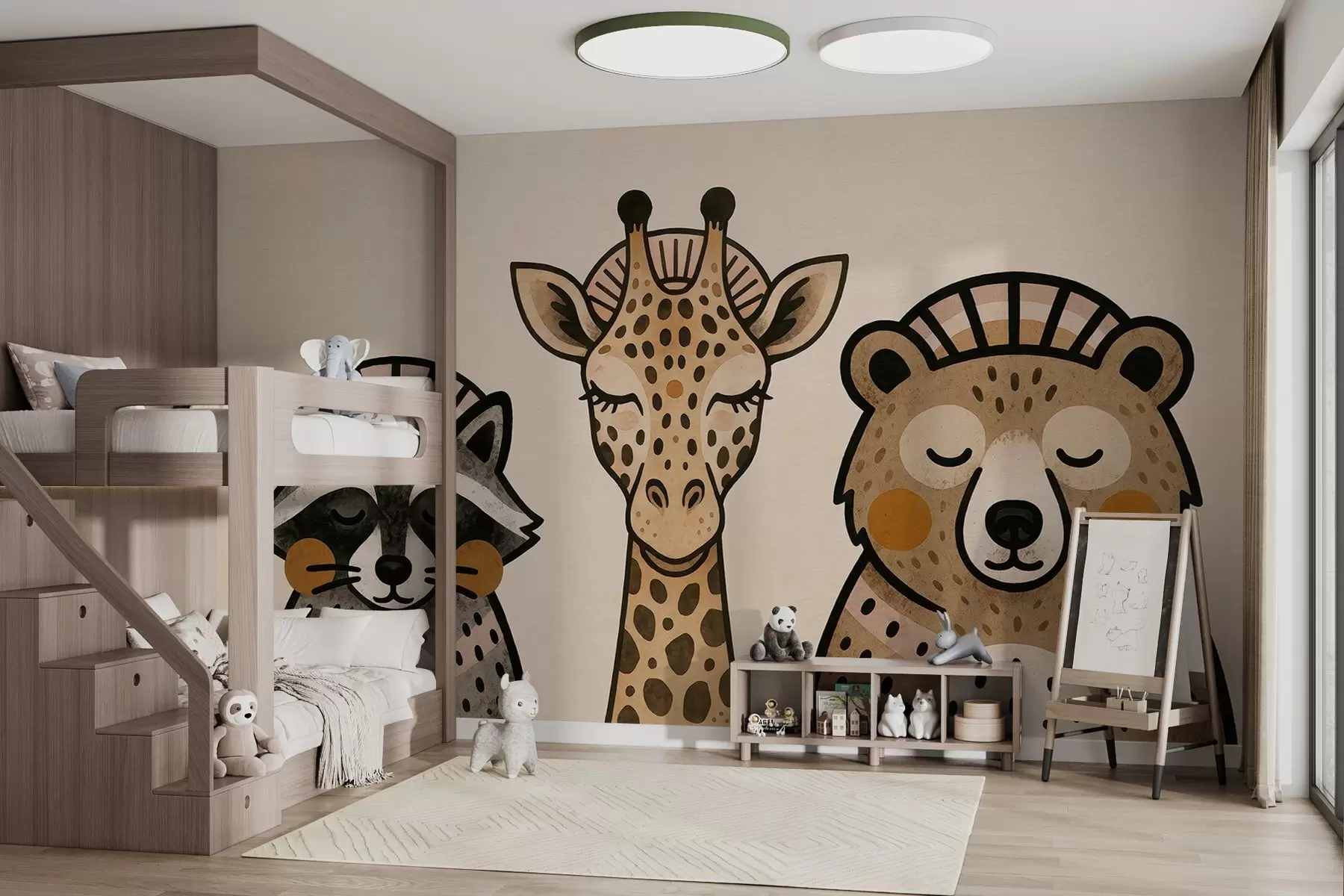 wall murals Watercolor-style drawn animals w04111