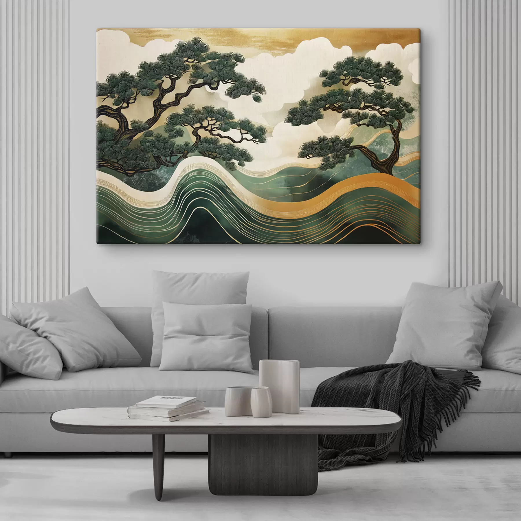 wall murals Abstract landscapes with pine trees, Chinese style s44720