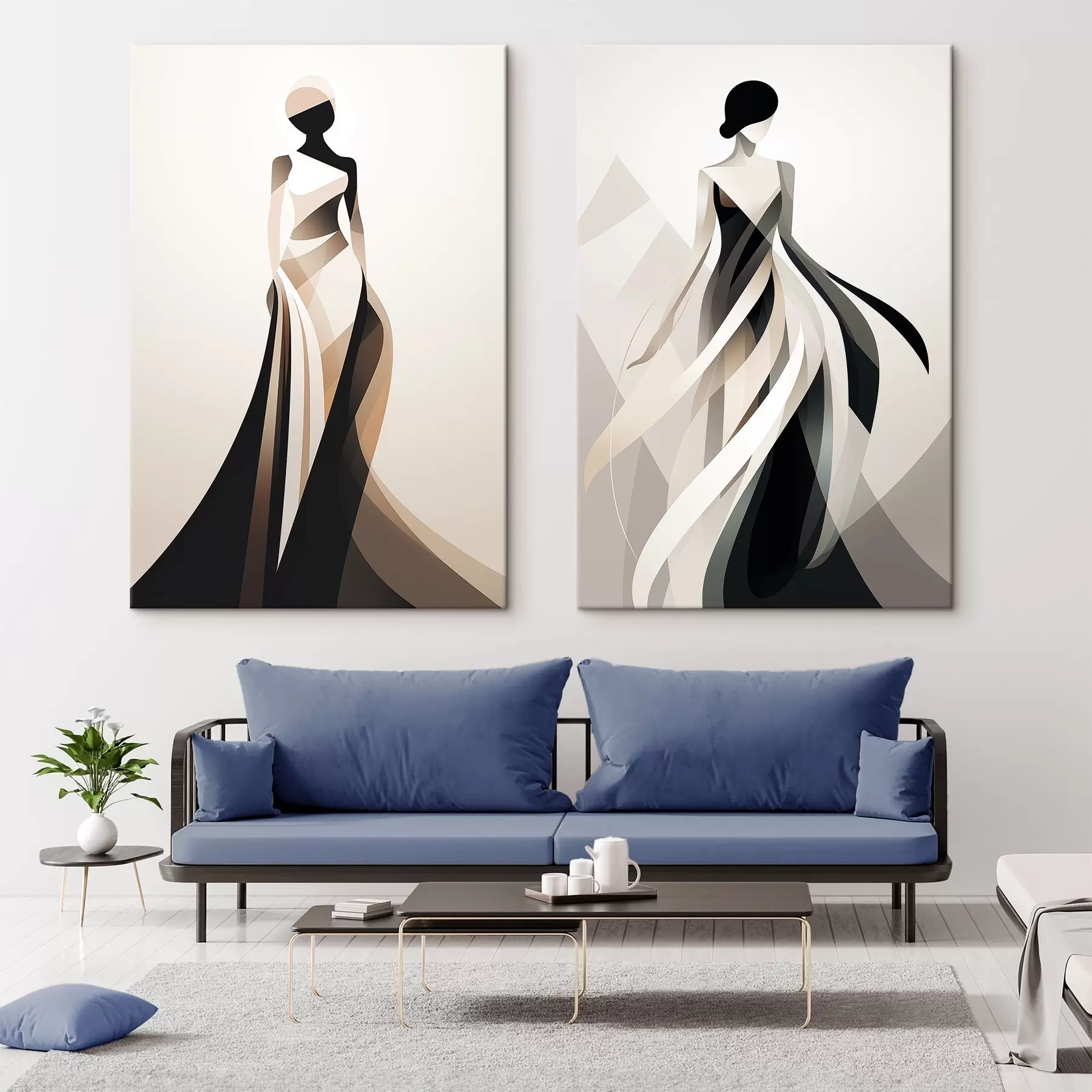 wall murals Silhouette composition in light and dark shades m00465