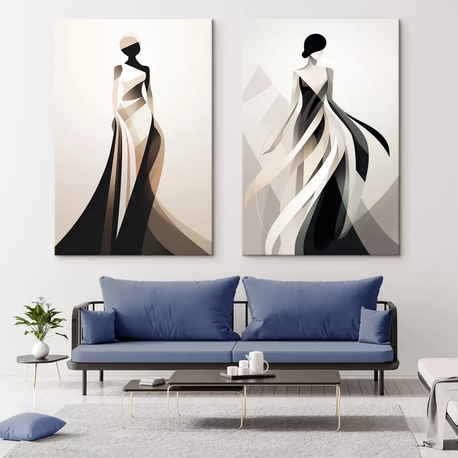 wall murals Silhouette composition in light and dark shades m00465