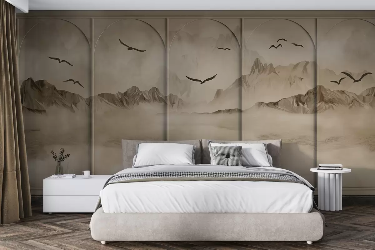 murales Montañas a través de paneles w04134v1