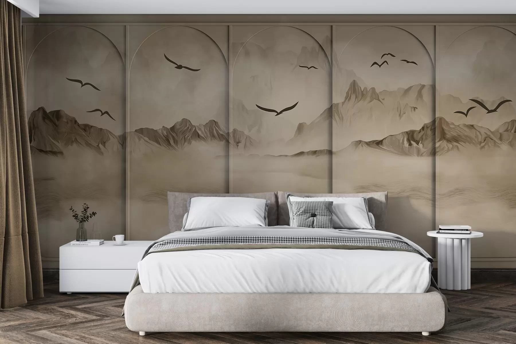 murales Montañas a través de paneles w04134v1