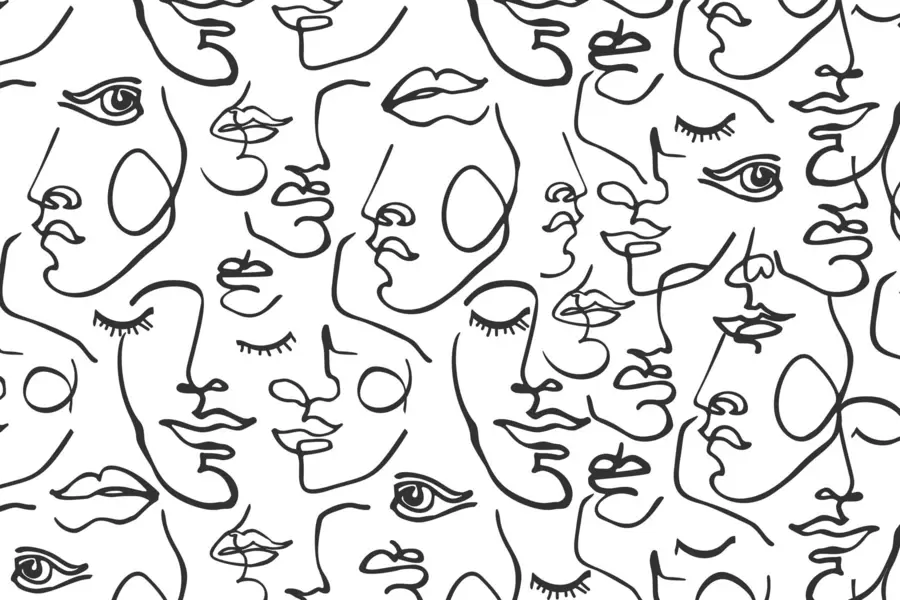 Wall Mural Photo Wallpaper Abstract faces black color w04121