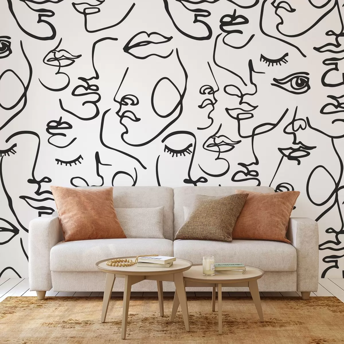 peintures murales Visages abstraits couleur noire w04121