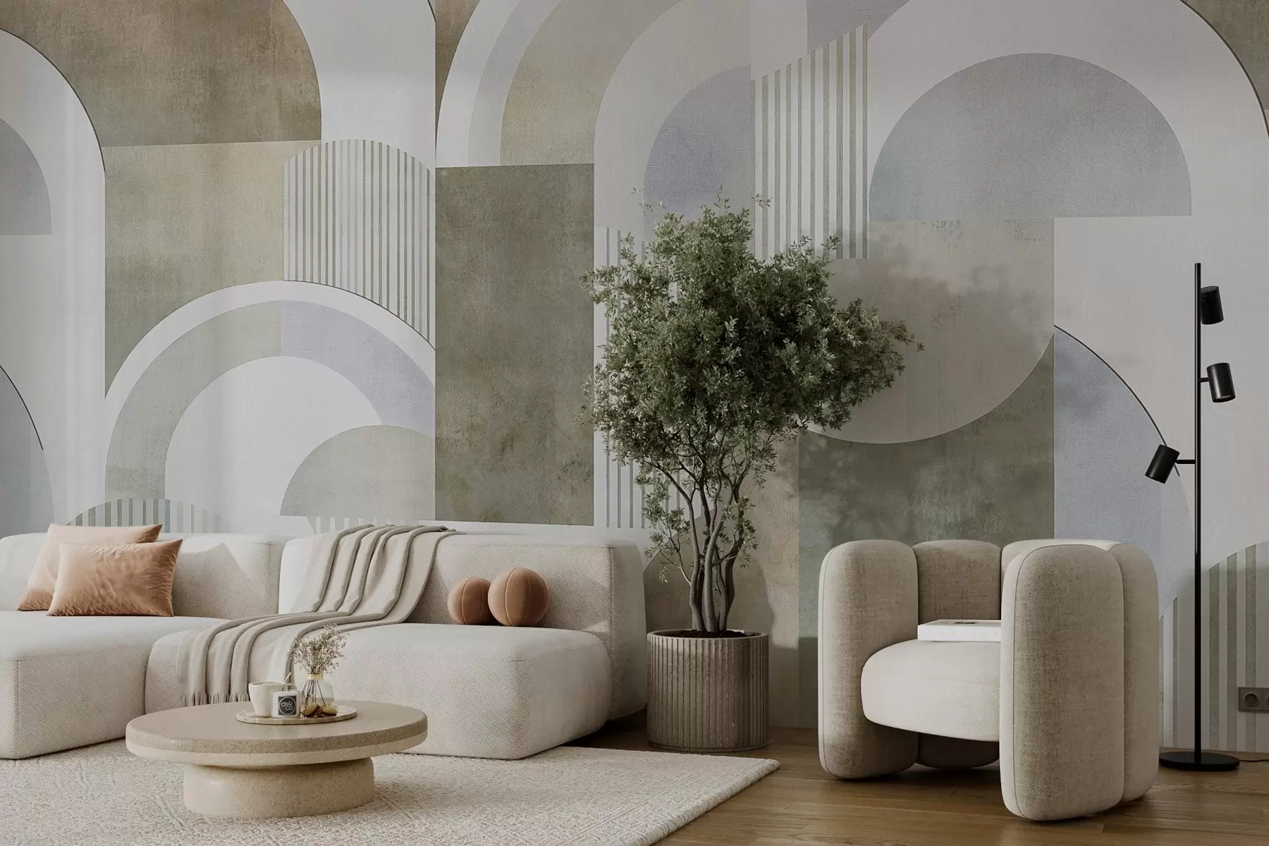 wall murals Art deco style abstract geometry with a retro effect w04079