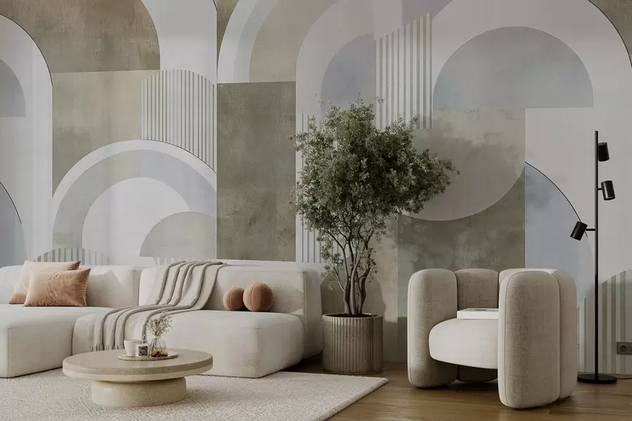 wall murals Art deco style abstract geometry with a retro effect w04079