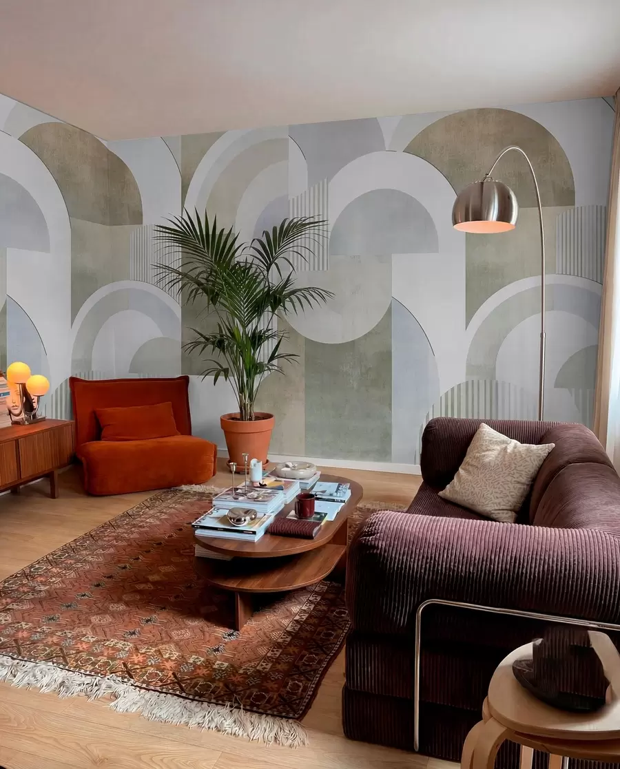 wall murals Art deco style abstract geometry with a retro effect w04079