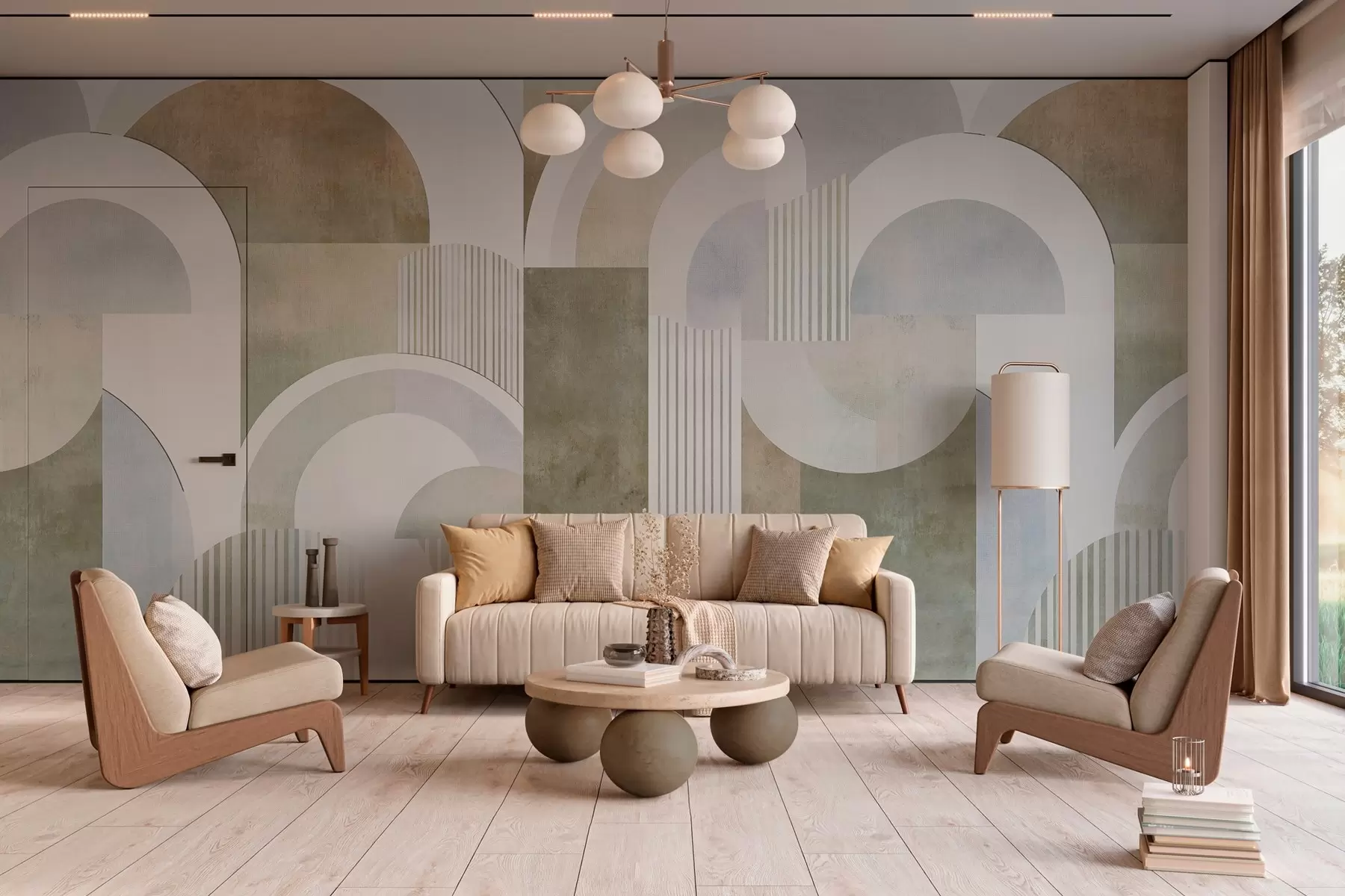 Wall Mural Photo Wallpaper Art deco style abstract geometry with a retro effect w04079