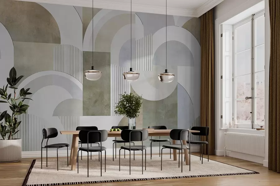 wall murals Art deco style abstract geometry with a retro effect w04079