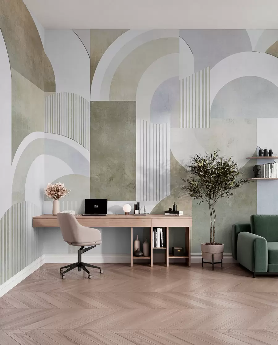 wall murals Art deco style abstract geometry with a retro effect w04079
