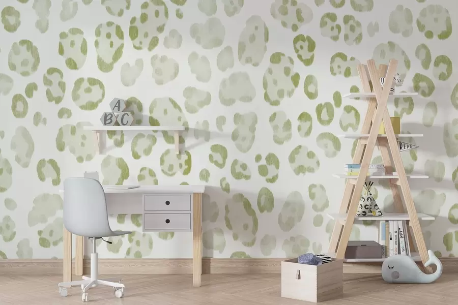 Wall Mural Photo Wallpaper Leopard print, wool texture, green color w04112v3