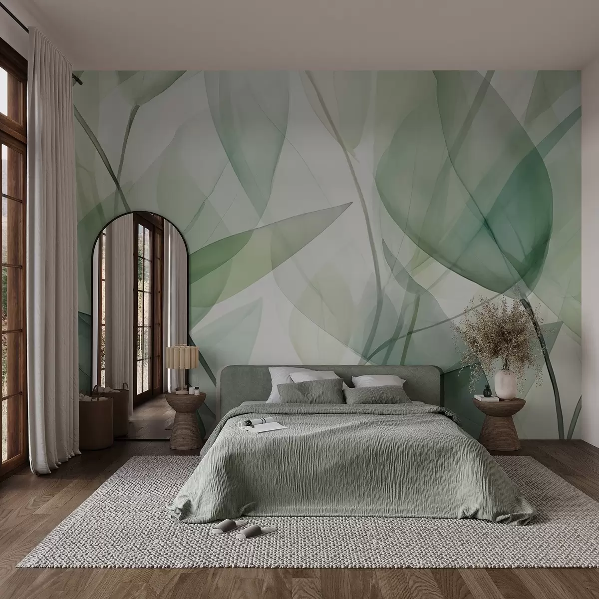 Wall Mural Photo Wallpaper Transparent veins of leaves w04145