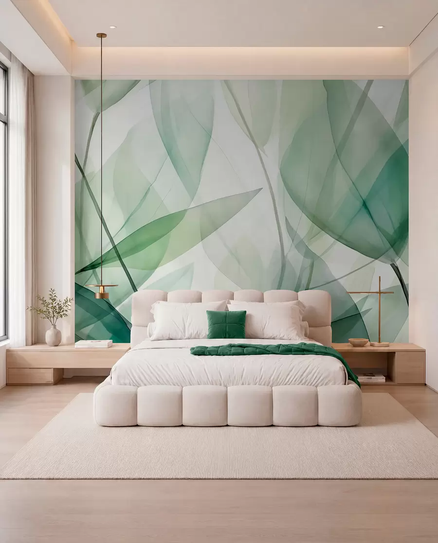 wall murals Transparent veins of leaves w04145