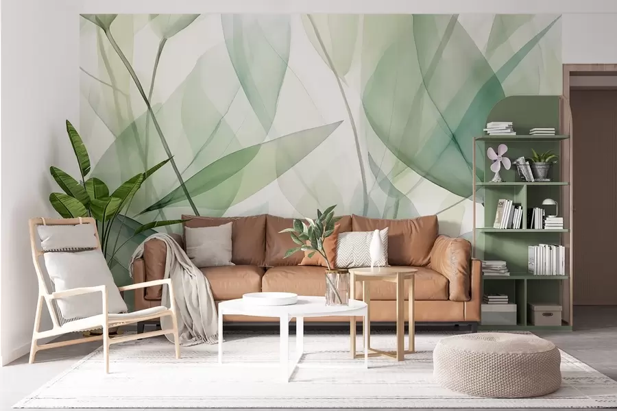wall murals Transparent veins of leaves w04145