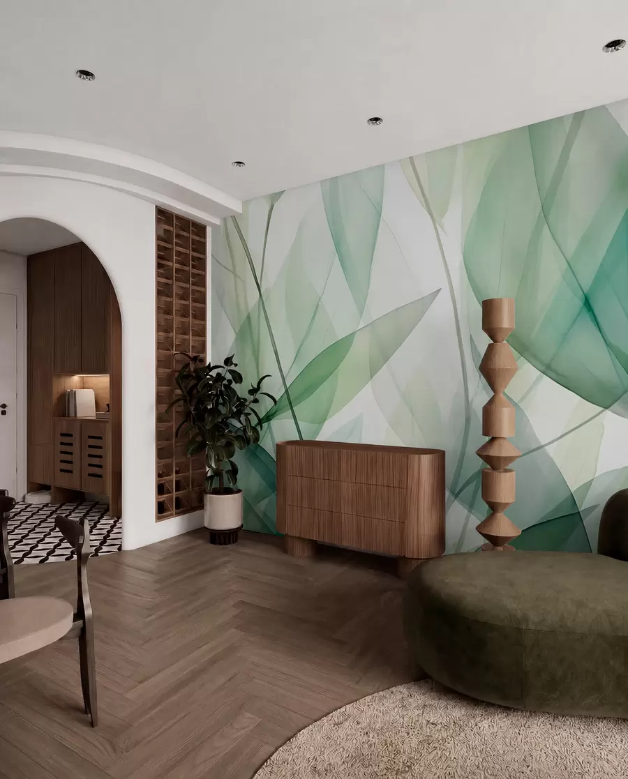 Wall Mural Photo Wallpaper Transparent veins of leaves w04145