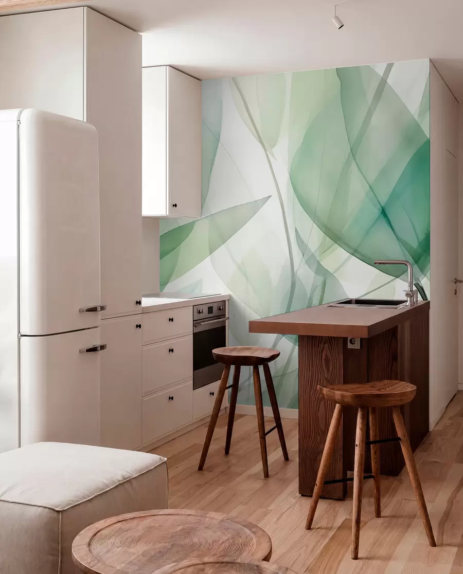 wall murals Transparent veins of leaves w04145