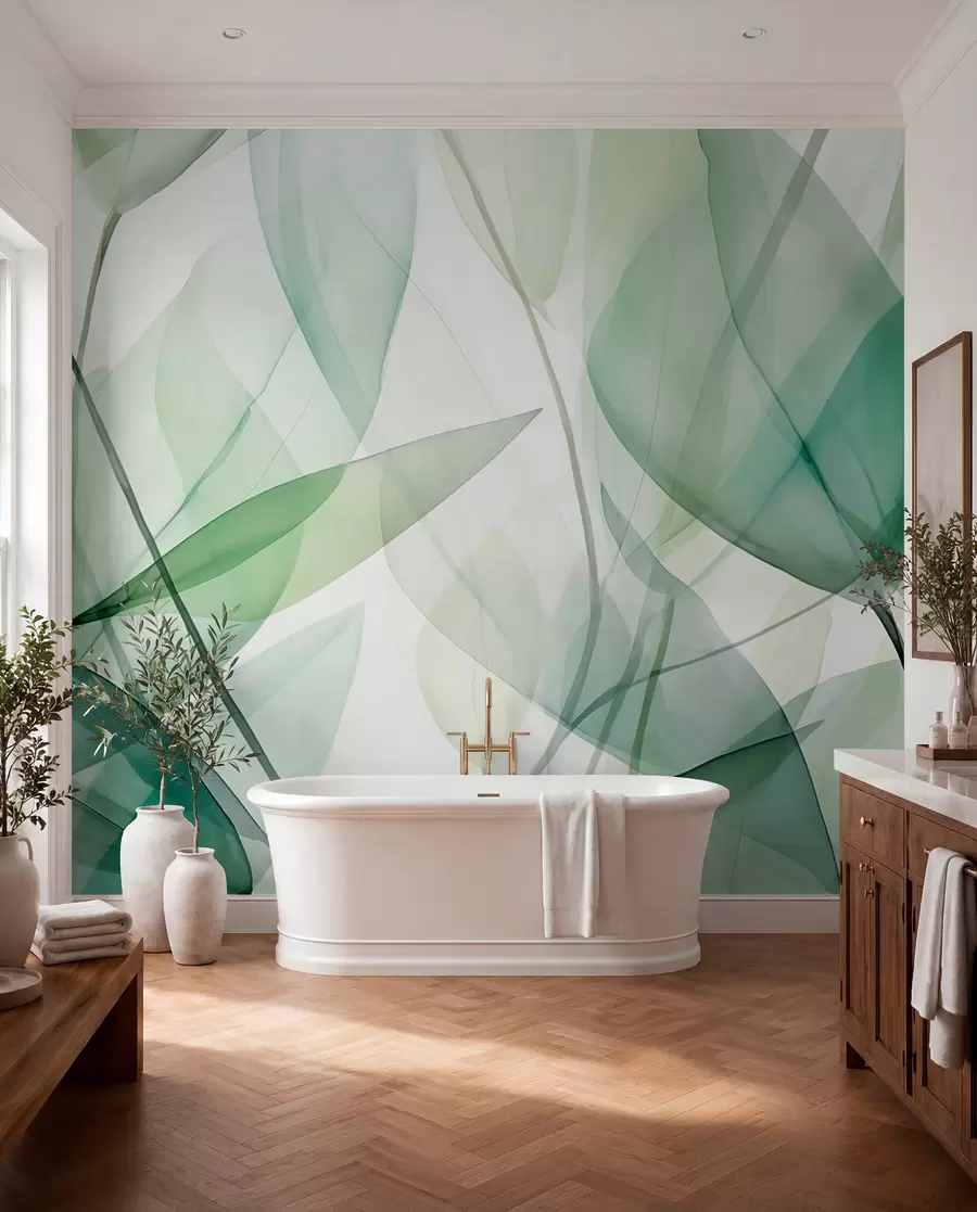 wall murals Transparent veins of leaves w04145