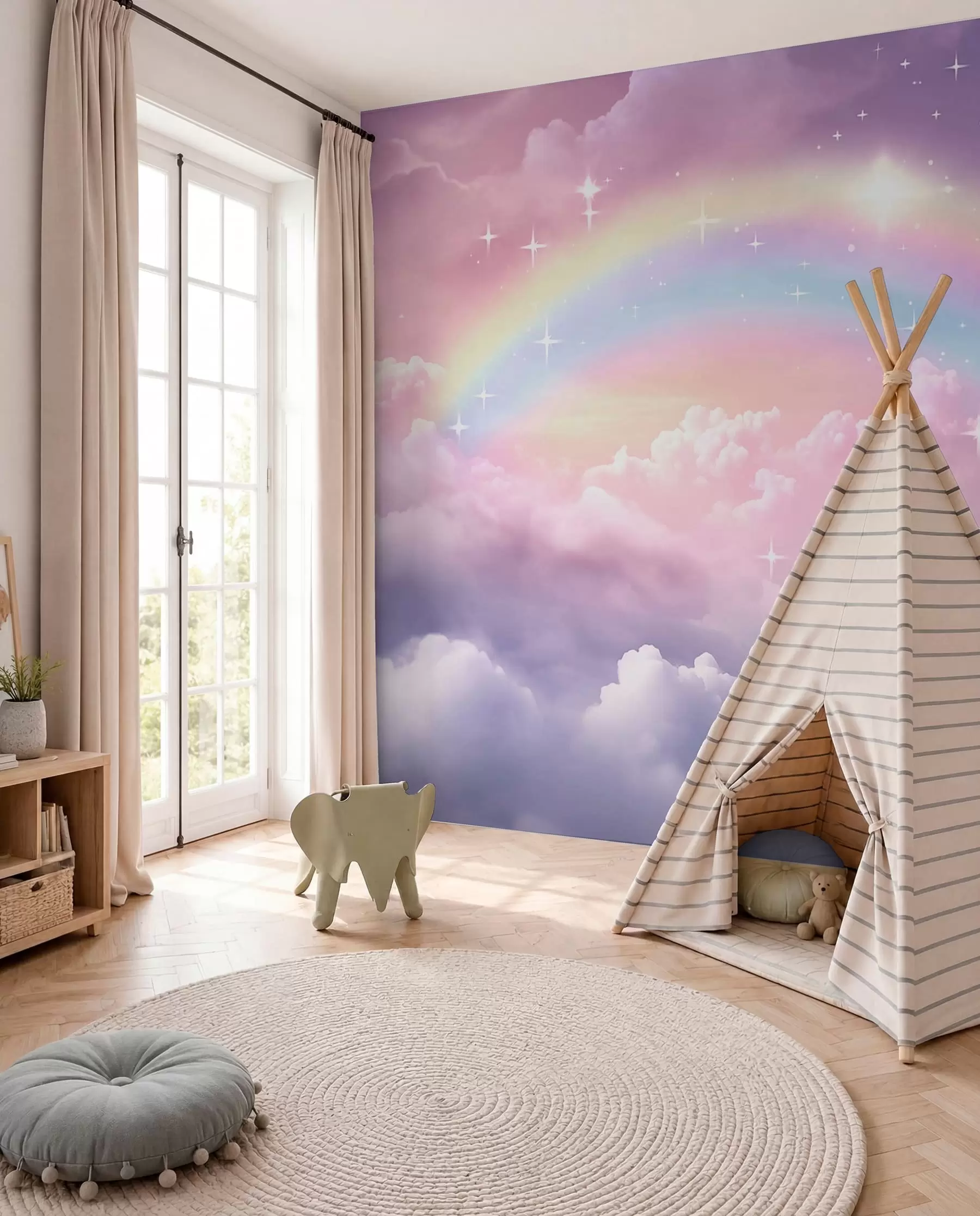 wall murals Rainbow in Lavender Clouds w04146