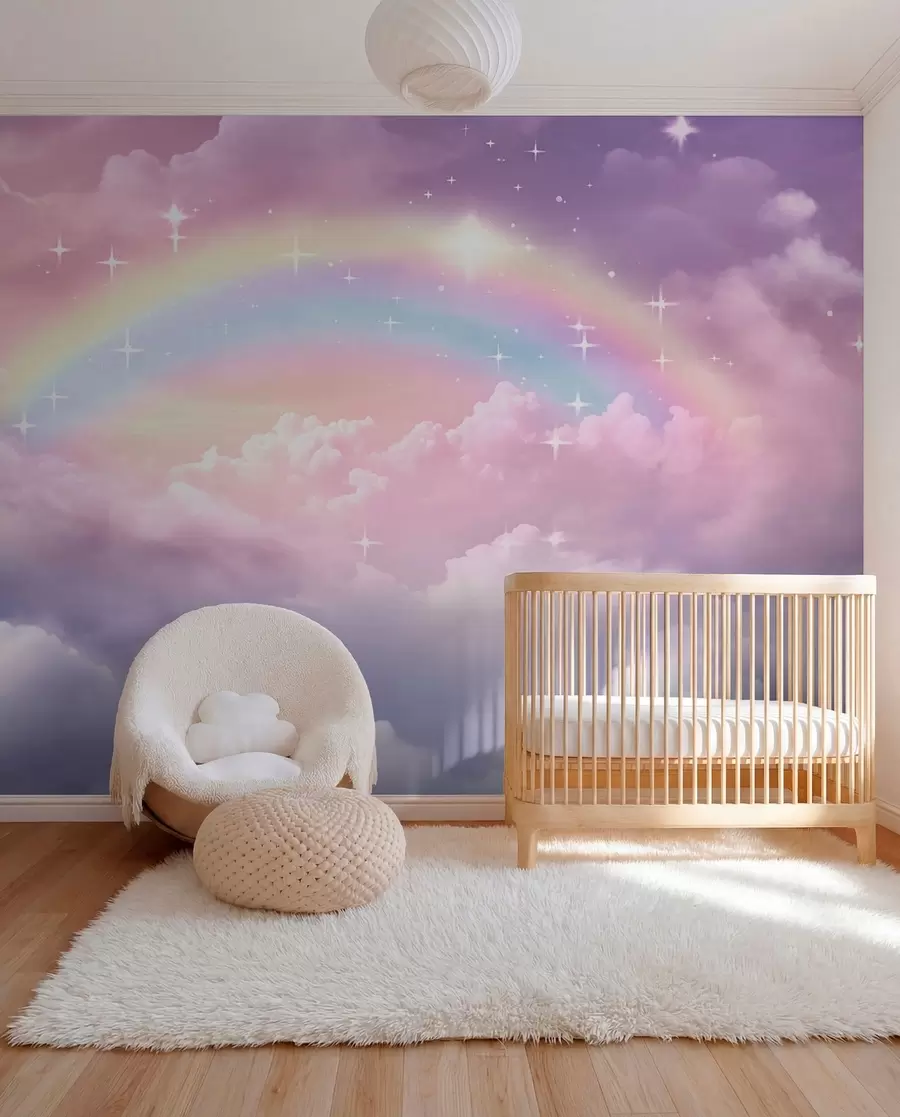 wall murals Rainbow in Lavender Clouds w04146